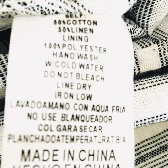 &Merci Tie Front Linen Blend Dress Sz M Flutter Sleeves Stretch Waist Cut Out - Picture 12 of 12